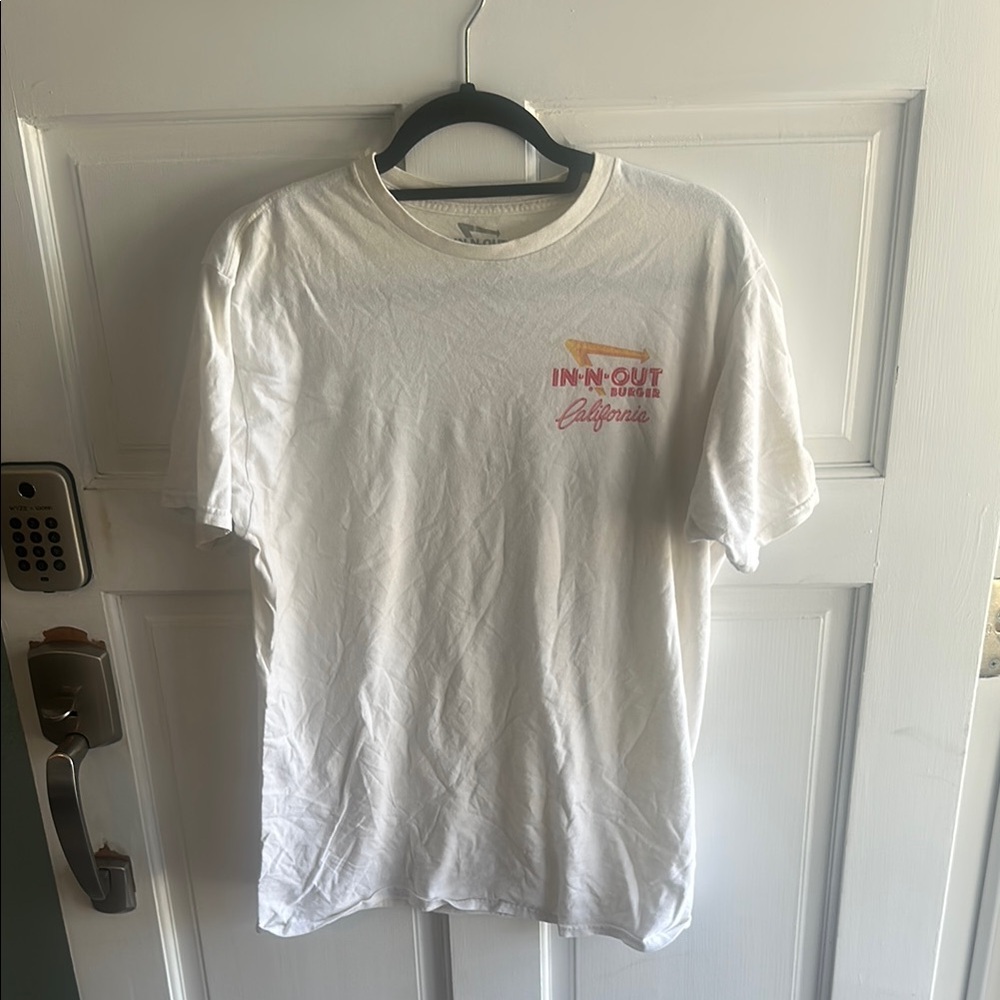 White Short Sleeve Tee with Chest Graphic